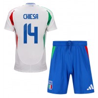 Camiseta Italia Federico Chiesa #14 Visitante Equipación para niños Eurocopa 2024 manga corta (+ pantalones cortos)